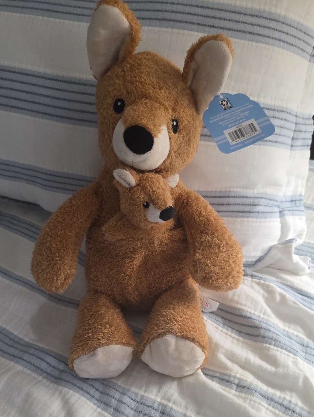 New With Tags- Plush Kangaroo with Joey Stuffed Animal - Brown